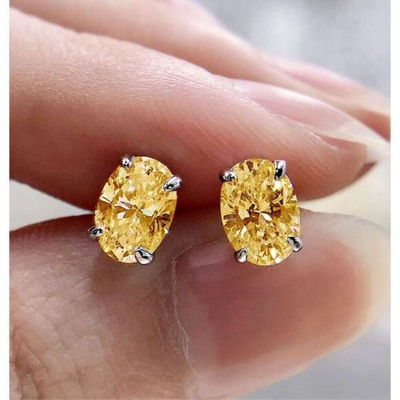Yellow Canary CZ Earrings - Picture 1 of 7